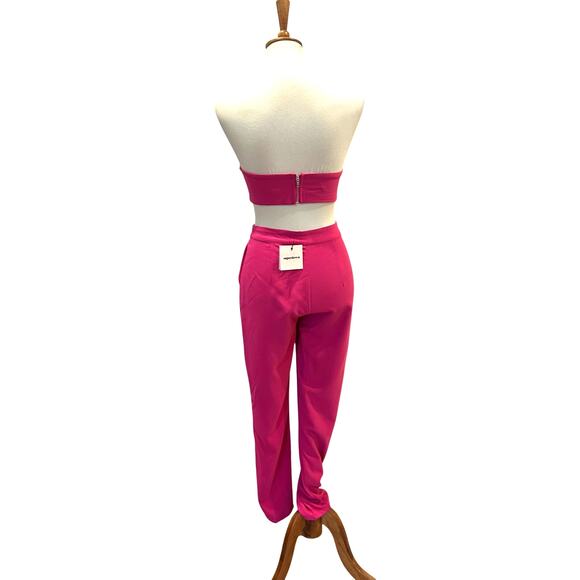 Superdown Barbie Pink Bandeau Pant Set XS Tapered Trousers Remy Revolve $88 Flaw - Picture 6 of 8